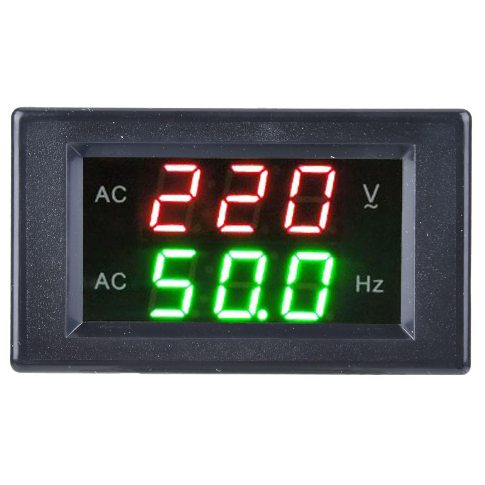 Generator Dual Display Led Digital Ac Voltmeter Frequency Meter Testing Tool(black)