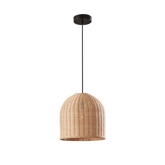 Bahama Pendant With Light Rattan Dark Bronze Adesso