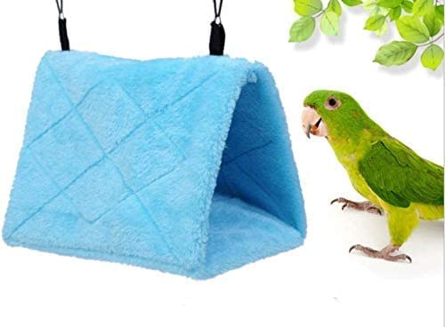 SAYTAY 2 Pack Warm Bird Nest House Bed Hanging Hammock Sleeping Bed Plush Hanging Snuggle Cave Happy Hut for Pet Parrot Parakeet Cockatiel Conure Cockatoo African Grey Macaw(BlueandGrey)