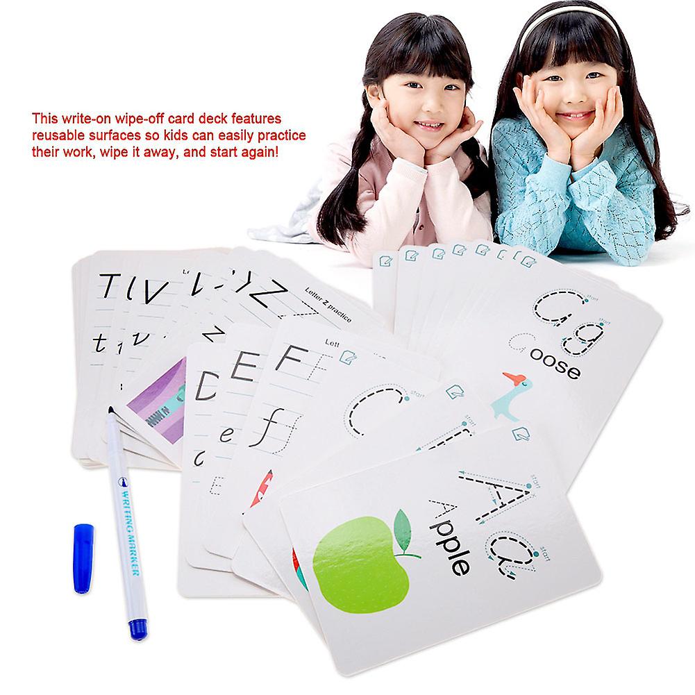 Children Write And Wipe Off Cognitive Early Learning Flash Cards Educational Toys Alphabet