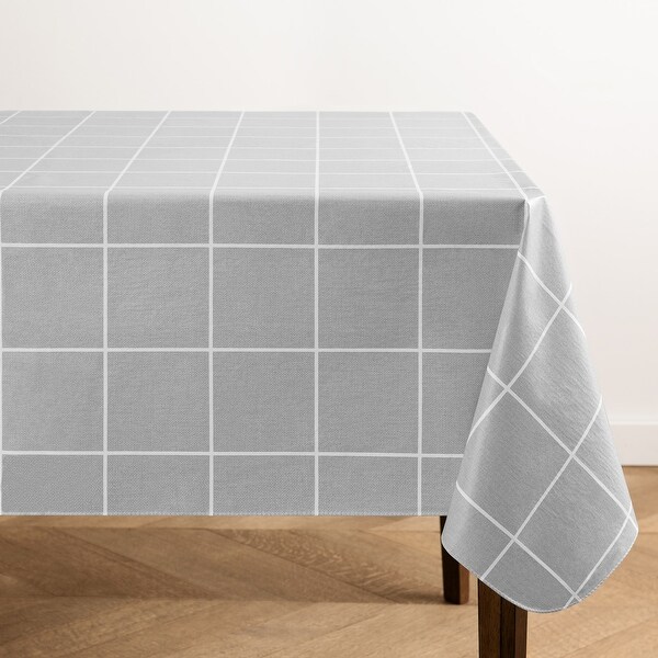 Windowpane Plaid Grid Printed Vinyl Indoor/Outdoor Tablecloth