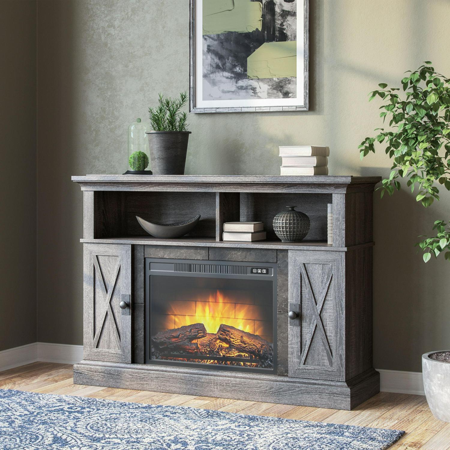 Kellum Media Fireplace Console for TVs up to 55a  48  Stand Gray  Crowdfused