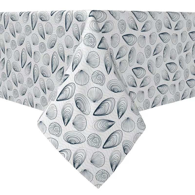 Rectangular Tablecloth， 100% Cotton， Ocean Shells and Waves