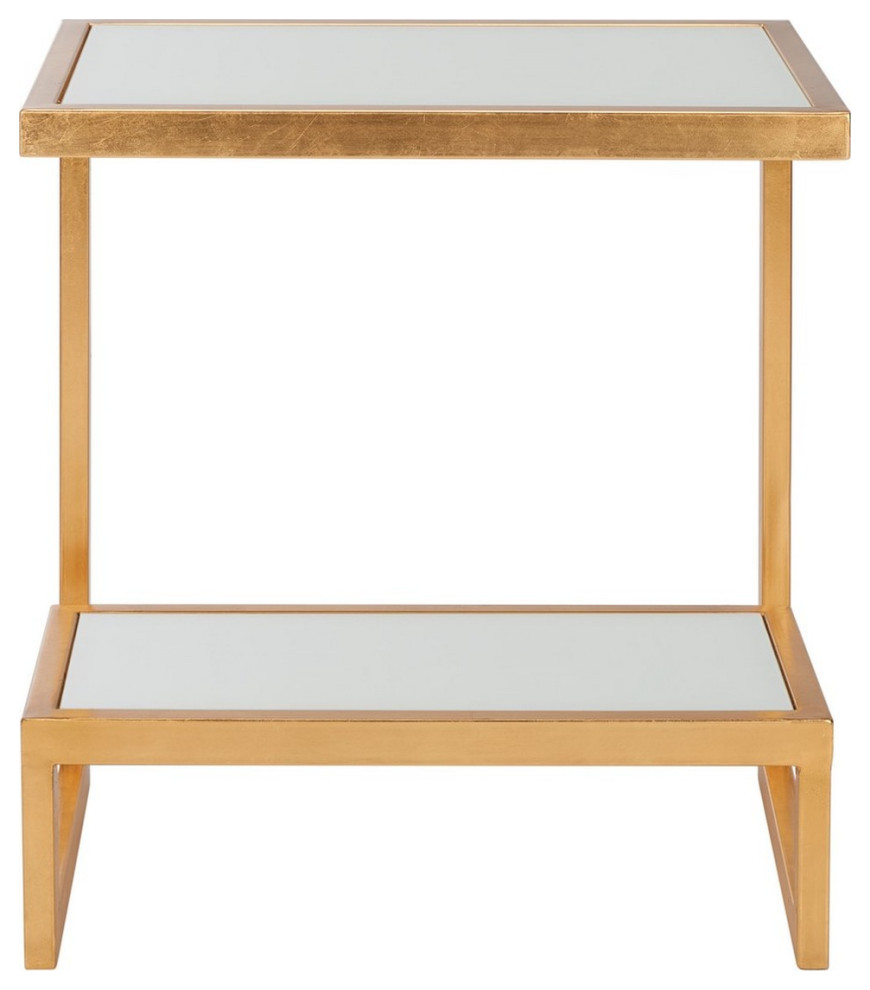 Nettie Mirror Top Gold Accent Table  Gold/White   Contemporary   Side Tables And End Tables   by Rustic Home Furniture Deco  Houzz