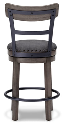 Signature Design by Ashley Caitbrook 24 Farmhouse Counter Height Upholstered Swivel Barstool， Gray