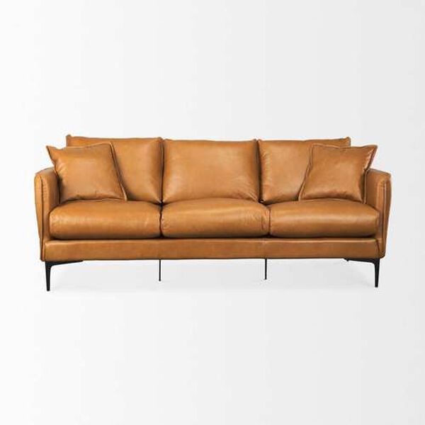 Lake Como Tan Leather Sofa