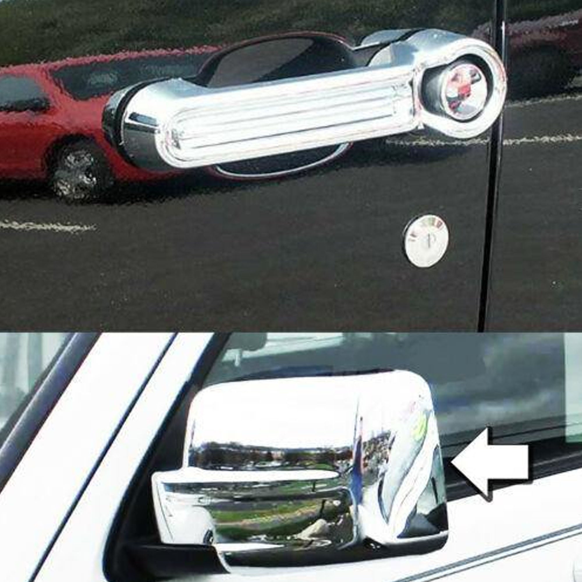 NINTE Chrome Mirror Covers +4 Door Handle Covers for Dodge Nitro 2007-2012 / Jeep Liberty 2008-2013