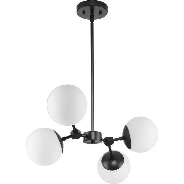 Haas Collection Four-Light Matte Black Mid-Century Modern Chandelier - 26.25 in x 16.5 in x 12 in Shopping - The Best Deals on Chandeliers