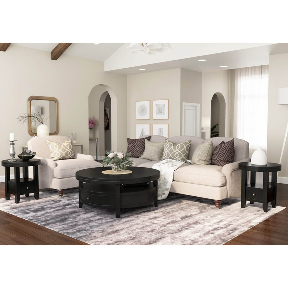 Toledo Solid Wood 3 Piece Round Coffee Table Set   Transitional   Coffee Table Sets   by Sierra Living Concepts Inc  Houzz