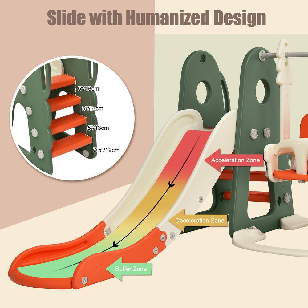 Costway 6-in-1 Toddler Slide and Swing Set Climber Playset with Ball Games Orange TY327935OR