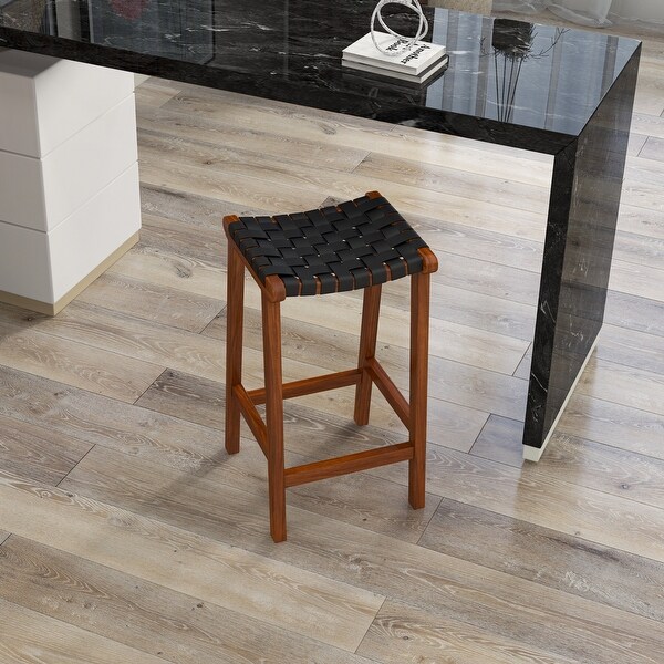 Andy Mid-Century Leather Upholstered Bar Stool