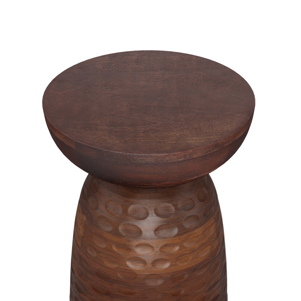 WYNDENHALL Willis SOLID MANGO WOOD 13 inch Wide Round Contemporary Wooden Accent Table  Fully Assembled