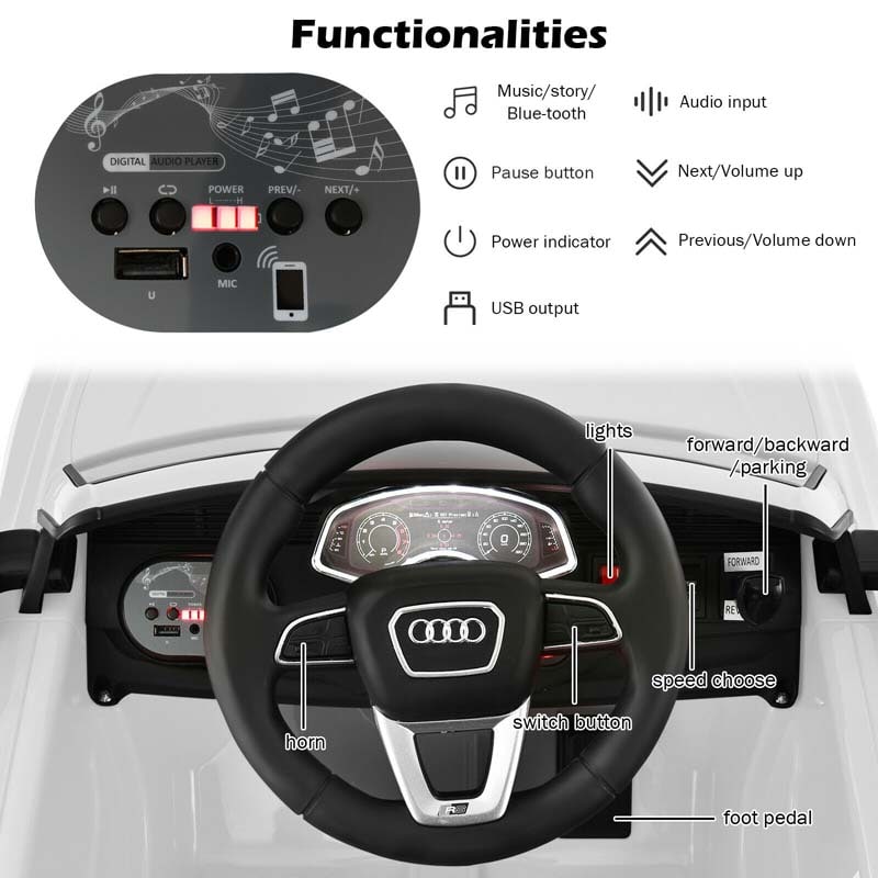 12V Licensed Audi Q8 Kids Ride On Car, Battery Powered 4 Wheeler Riding Toy Car with Remote Control