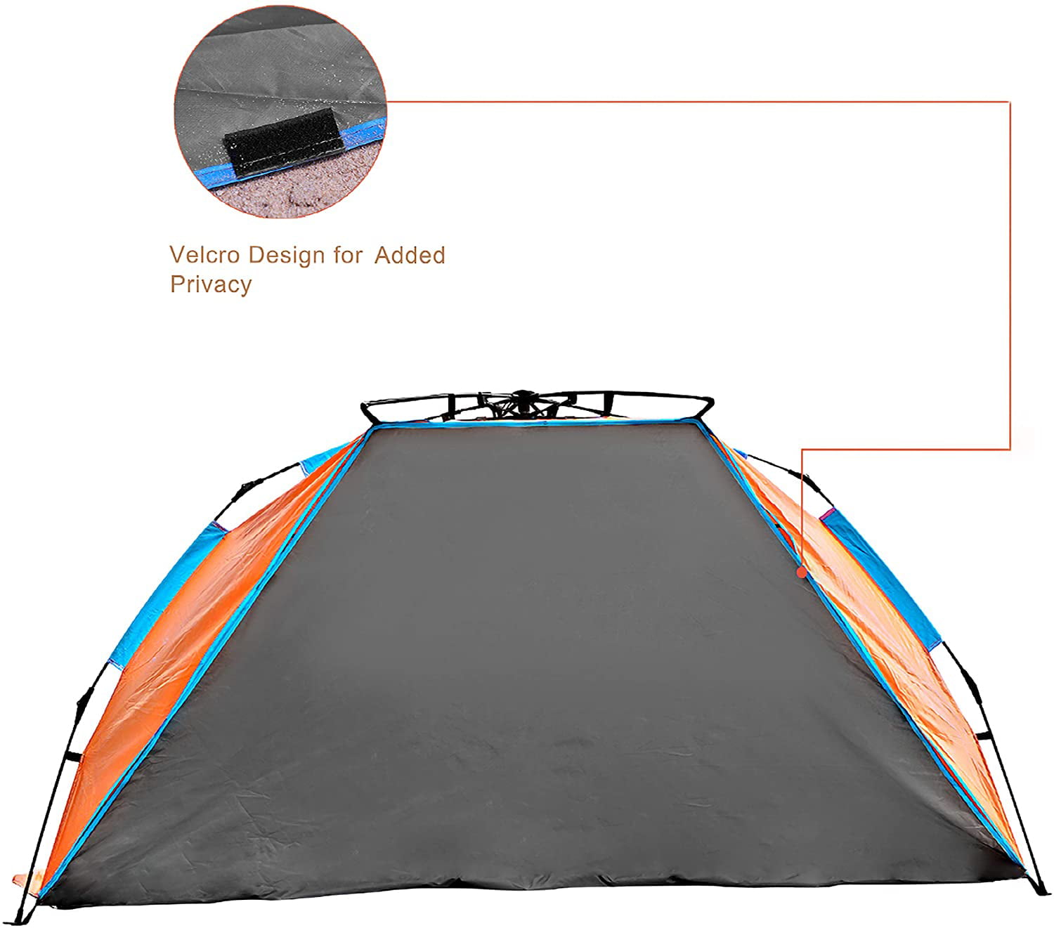 Oileus Beach Tent X-Large 4 Person Tent Sun Shelter， Pop Up Tents for Beach with Carry Bag， Portable Sun Shade， Stakes， 6 Sand Pockets， Anti UV for Fishing Hiking Camping， Waterproof Windproof， Orange