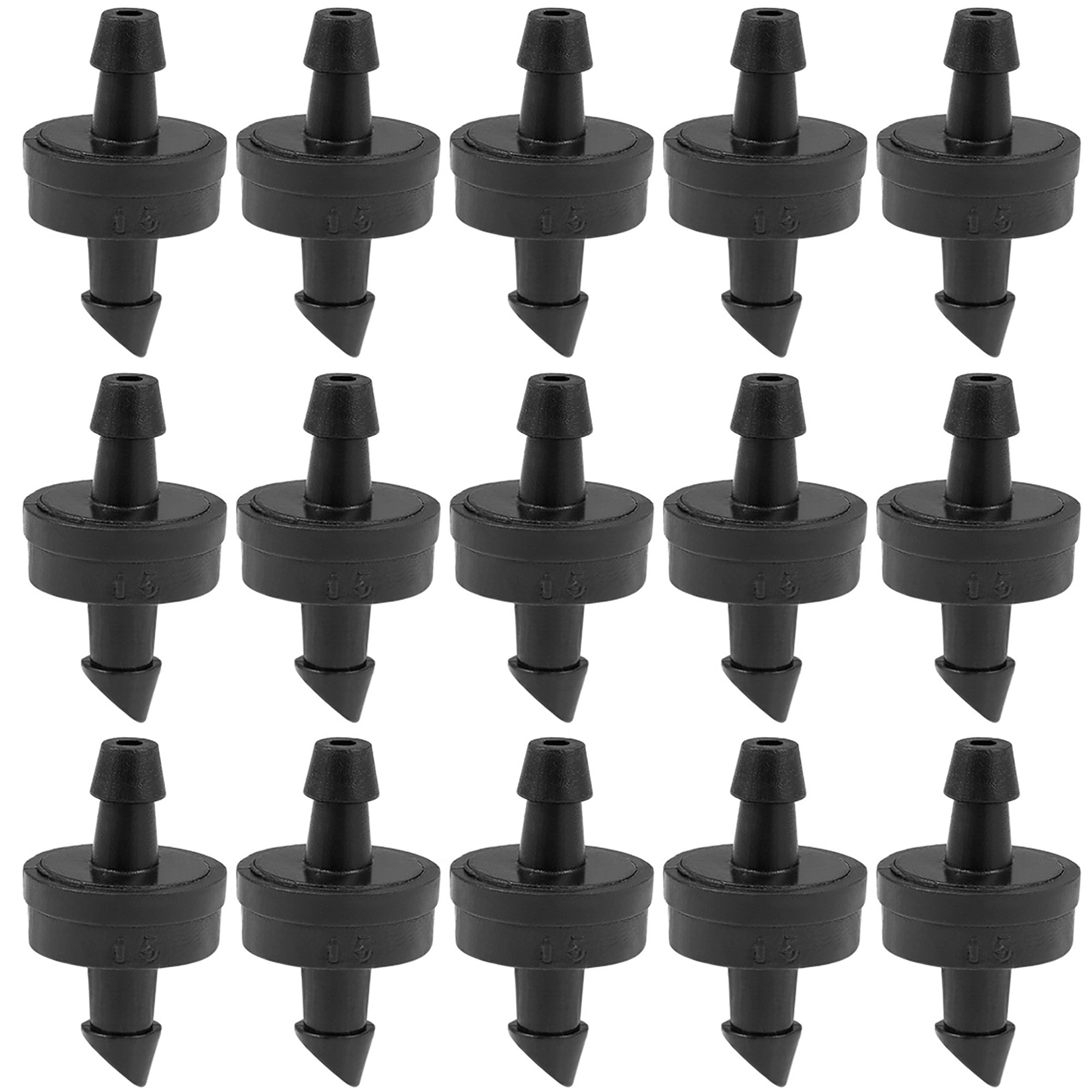 Pressure Compensating Dripper 2.6GPH 10L/H Emitter for Garden Lawn Drip Irrigation Barbed Hose Connector Black 25pcs