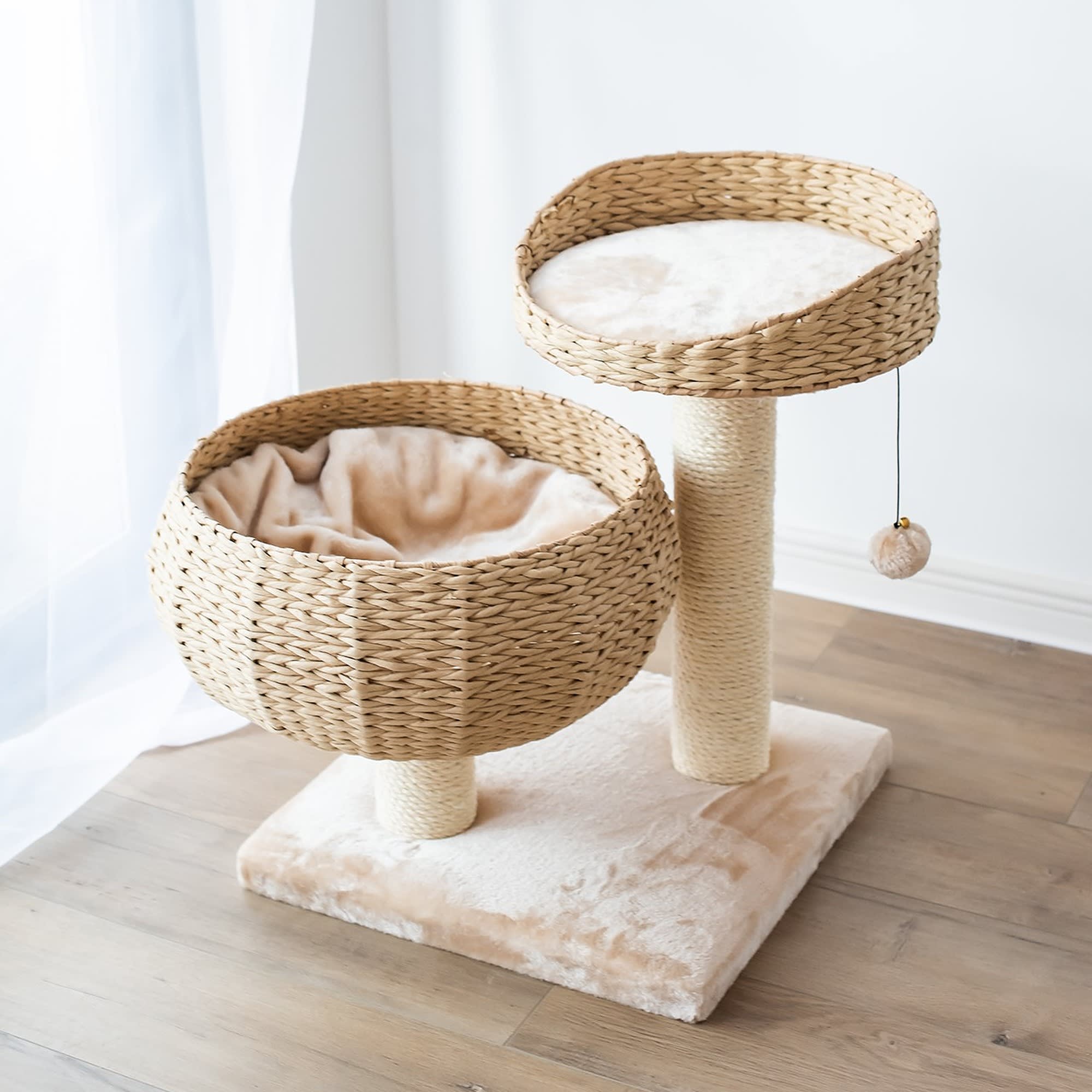 PetPals Group Cozy Eco-Friendly Handwoven Cat Tree with Sisal Scratching Post， 23