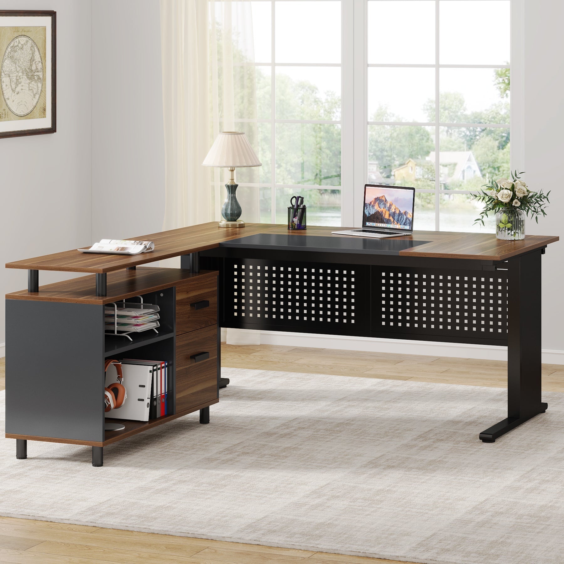 Industrial L-Shaped Desk, 63