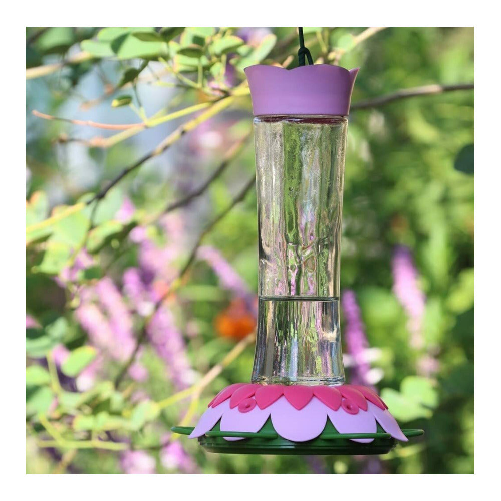 Nature's Way So Real Pink Fuchsia 20 oz Glass Hummingbird Feeder