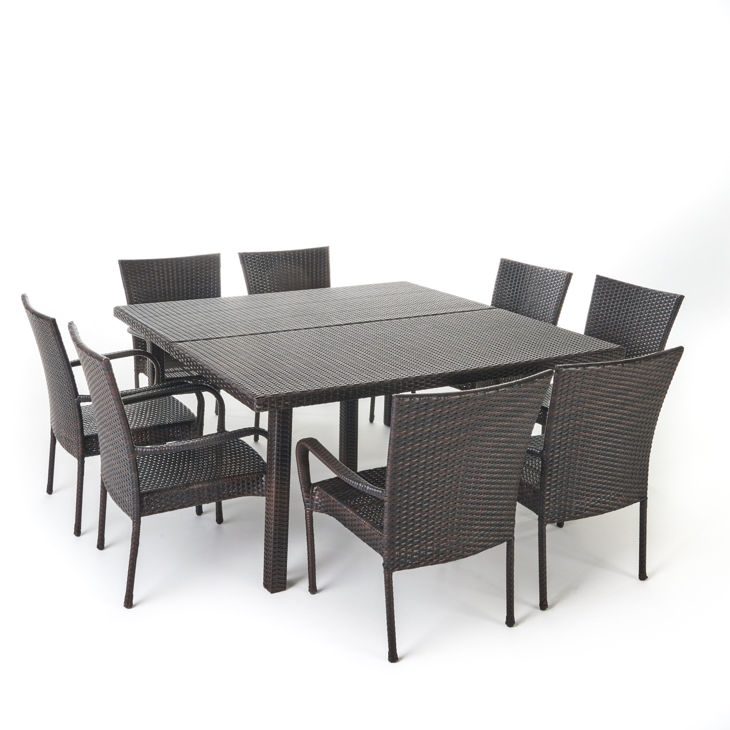 Fern Outdoor 9 Piece Stacking Wicker Square Dining Set