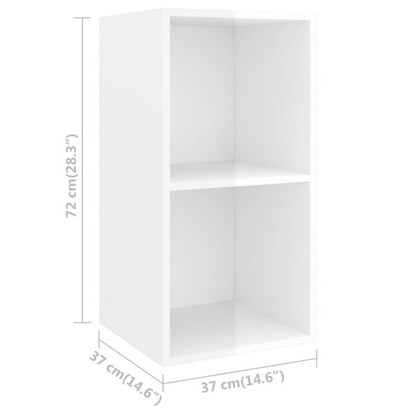 Wall-mounted TV Cabinets 2 pcs High Gloss White Engineered Wood