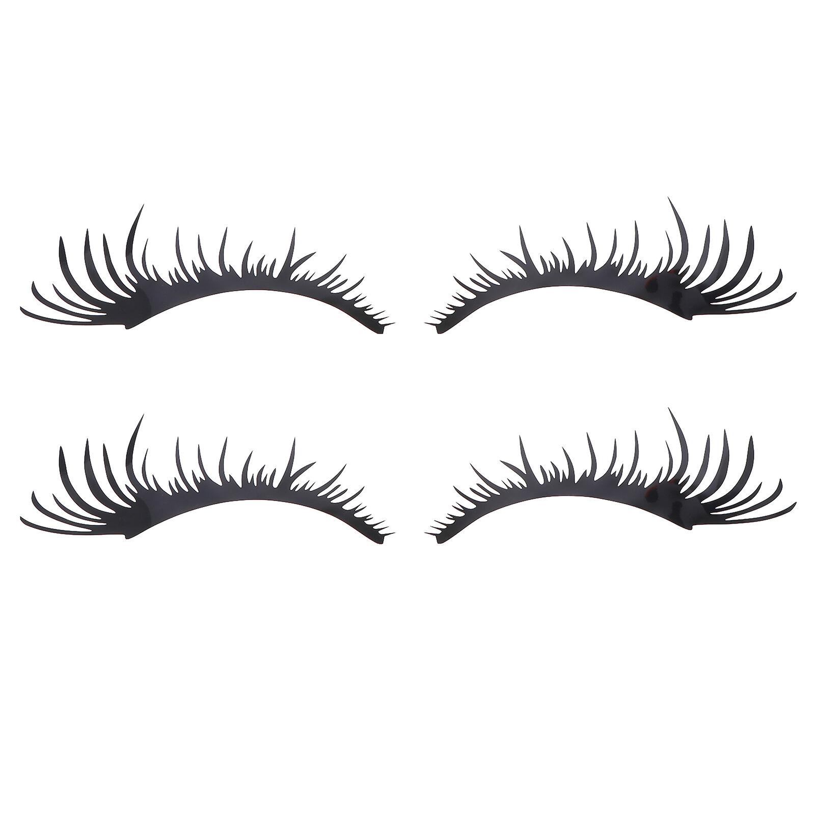 2 Pairs Eyelashes Eyebrow Car Headlight Stickers Body Sticker Decals Car Door Blocked Scratches Vinyl Graphic Car Decoration Sticker (black)