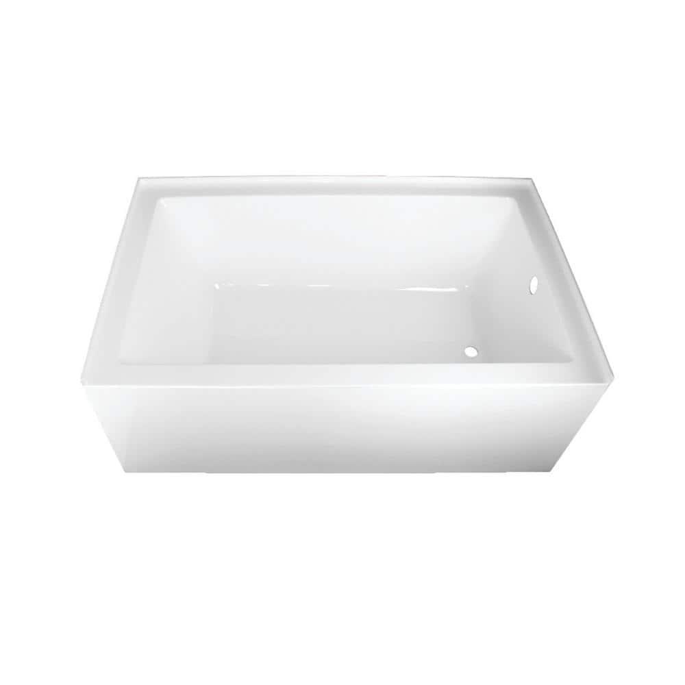 Aqua Eden Ella 60 in Acrylic RightHand Drain Rectangular Alcove Bathtub in White