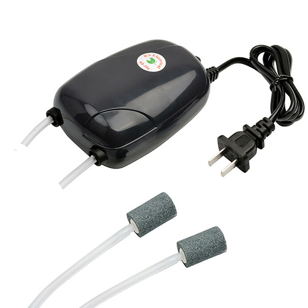 Myriann Aquarium Air Pump 300Gal Adjustable 2 outlets for Fish Tank Hydroponic Pond