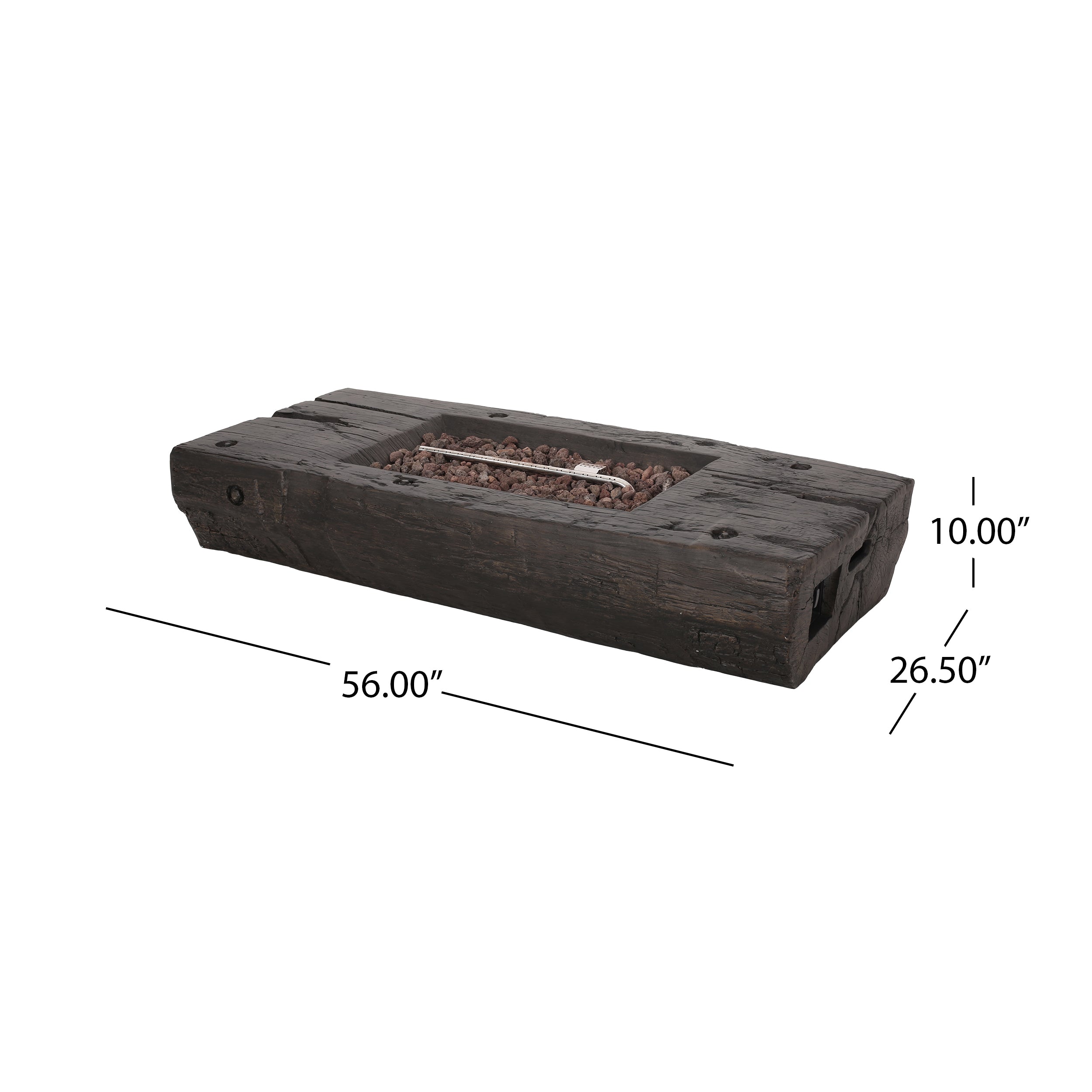 Carolina Outdoor 40,000 BTU Lightweight Concrete Wood Finish Fire Pit (No Tank Holder), Brown