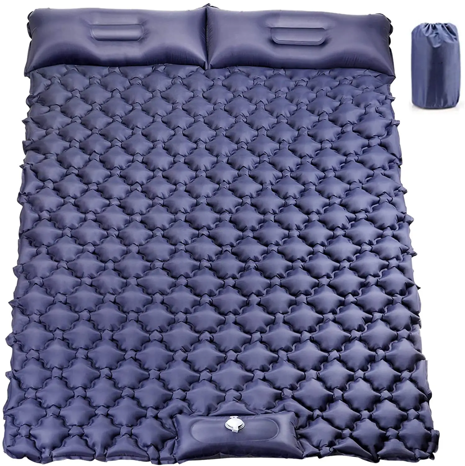 Double Camping Sleeping Pad Upgraded Foot Press Inflatable Camping Pads with Pillow Waterproof Comfy Air Mattresses for Tents