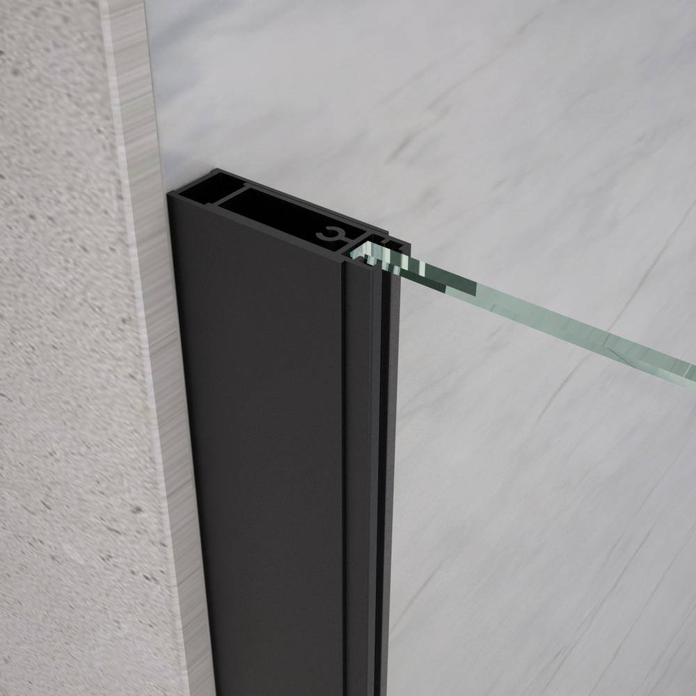 AE Zavana 42 in. W x 55 in. H Pivoting Frameless Tub Door in Black Zavana