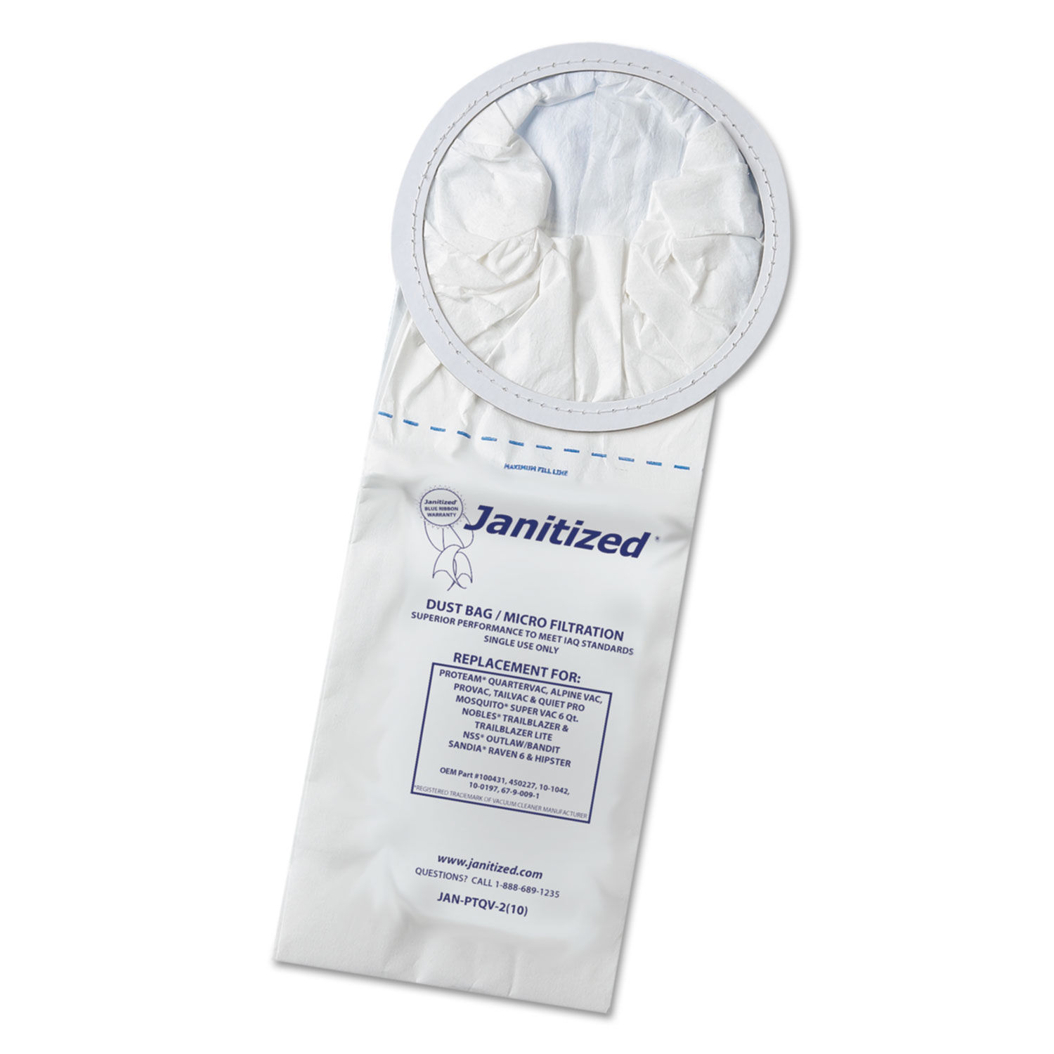 Vacuum Filter Bags Designed to Fit ProTeam 6 qt QuarterVac by Janitizedandreg; APCJANPTQV2