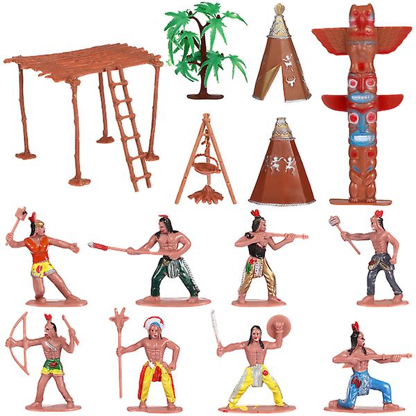 1 Set Indian Figurines American Indian Figures Models Sand Table Toys Primitive Tribe Adornments