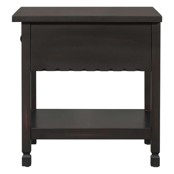 Classical End Table with Open Styled Shelf Large Storage Space