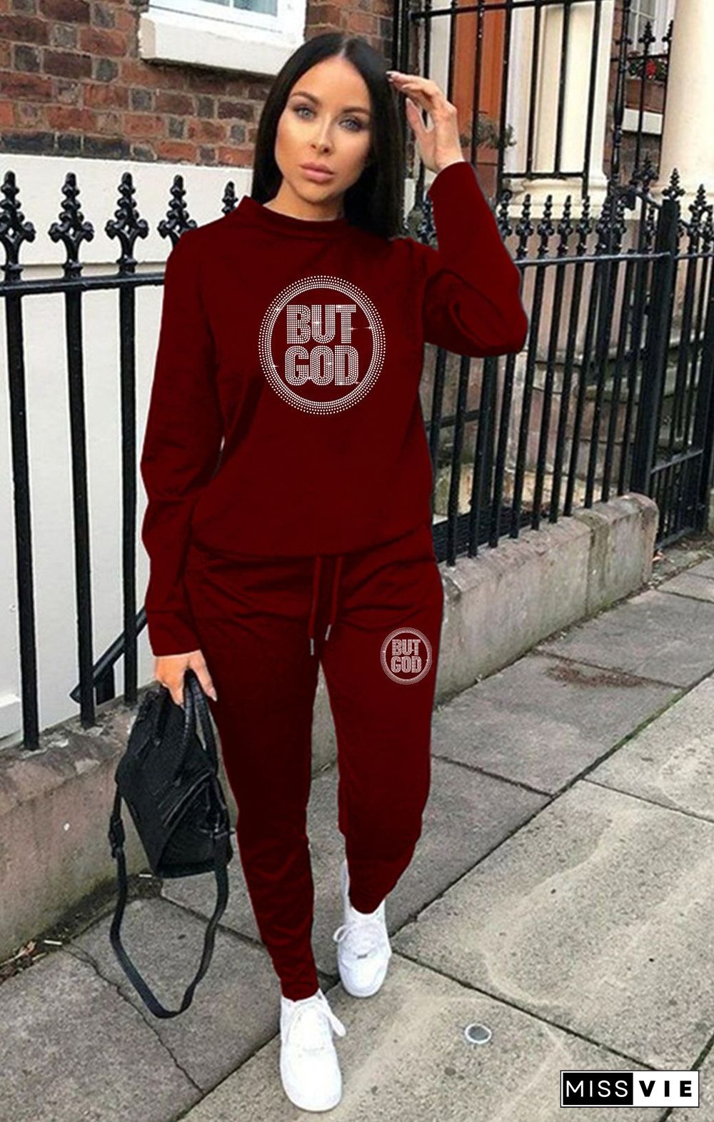 Plus Size Loose Casual Sweat Shirts and Pants Tracksuit