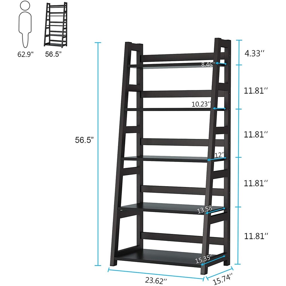 5 Tier Ladder Shelves  Bookshelf Bookcase for Living Room