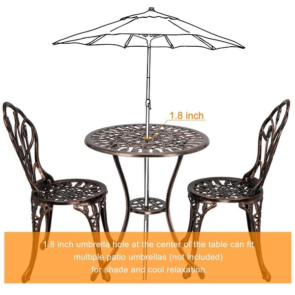 Outdoor Patio Cast Aluminum 3 Piece Bistro Set