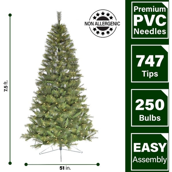 Fraser Hill Farm 7.5Ft. PreLit Half Wall Green Christmas Tree，Warm White LED Lights