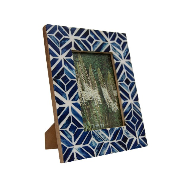 4x6 Inches Blue Wood Resin amp Glass Photo Frame Foreside Home amp Garden