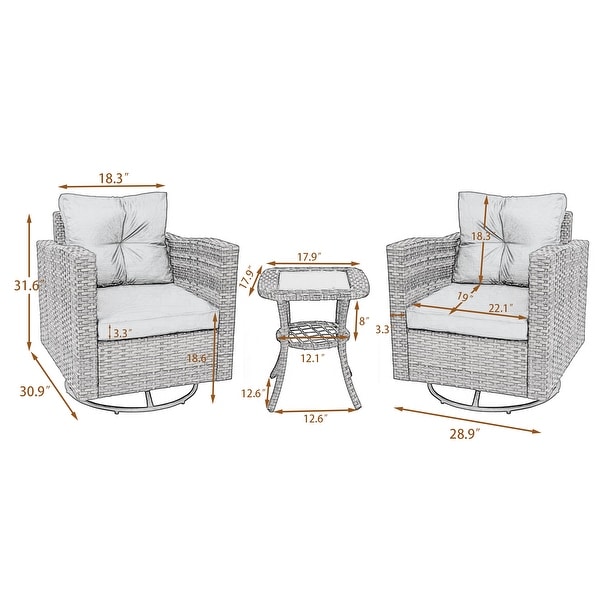 3 Pieces Outdoor Swivel Patio Furniture Set