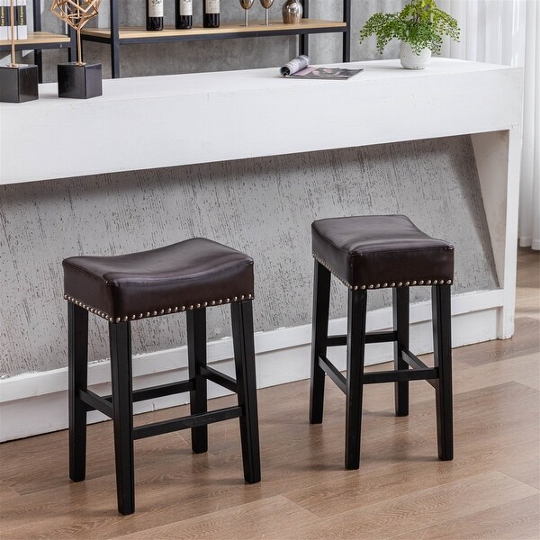 Counter Height Bar Stools， Faux Leather (Set of 2)