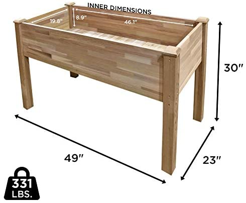 Jumbl Raised Canadian Cedar Garden Bed | Elevated Wood Planter for Growing Fresh Herbs, Vegetables, Flowers, Succulents & Other Plants at Home | Great for Outdoor Patio, Deck, Balcony