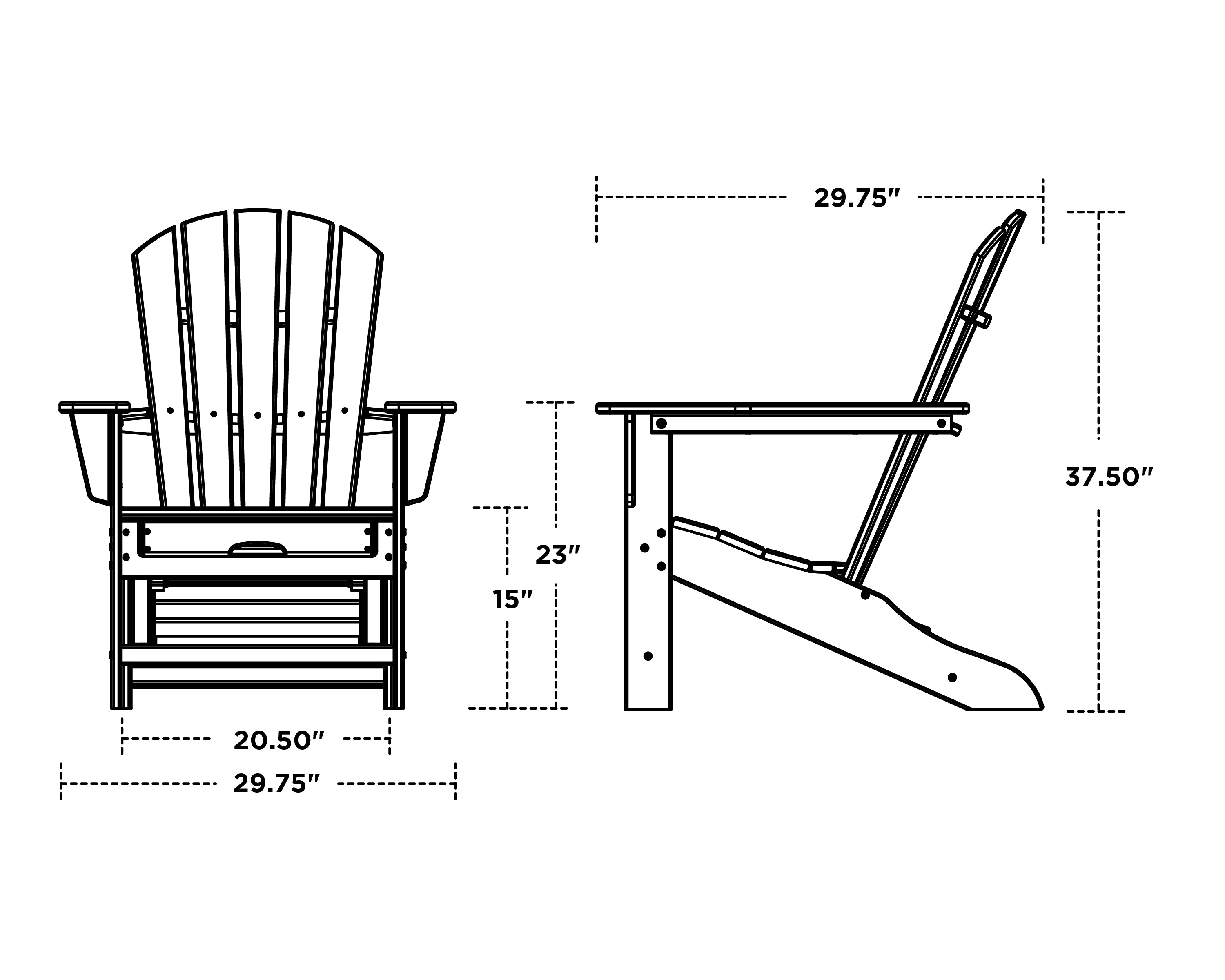 Polywood Palm Coast Ultimate Adirondack Chair With Hideaway Ottoman HNA15