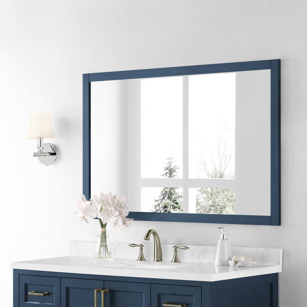 Home Decorators Collection Madsen 48 in. W x 30 in. H Framed Rectangular Bathroom Vanity Mirror in Grayish Blue Madsen MR-GB