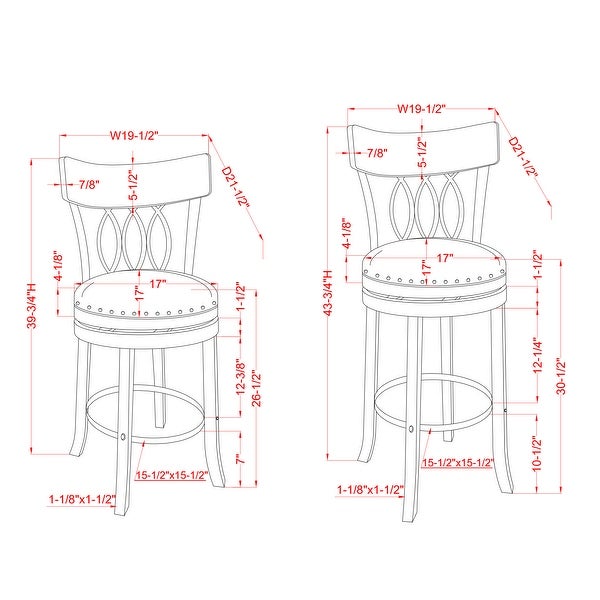 Furniture of America Wynn Wood and Fabric Swivel Bar Chair (Set of 2)