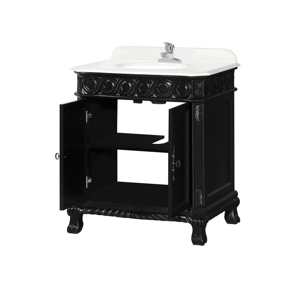 OVE Decors Thurles 30 in. Vanity in Black Antique with Cultured Marble Vanity Top in White with White Basin VVAR-THUR30-031