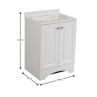 Glacier Bay 24.5 in. W x 18.63 in. D Bath Vanity in White with Cultured Marble Vanity Top in White with White Sink Top (4-Pack) GB24P2V1-WH