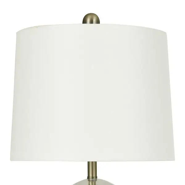 Glass Table Lamp - Brushed Gold Finish with White Linen Shade