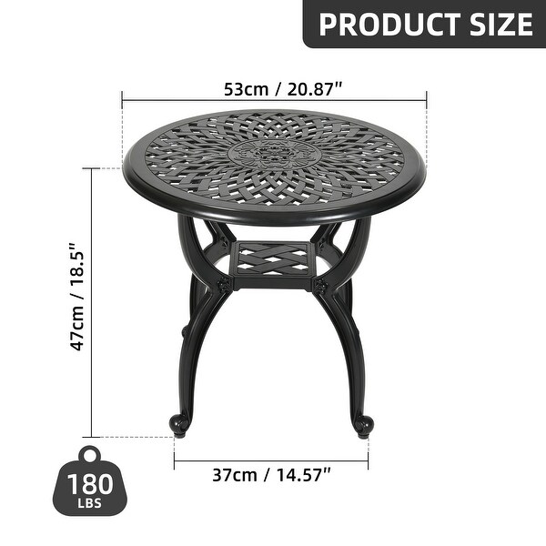 Moasis Outdoor Cast Aluminum Round Side Table Patio Bistro Coffee Table