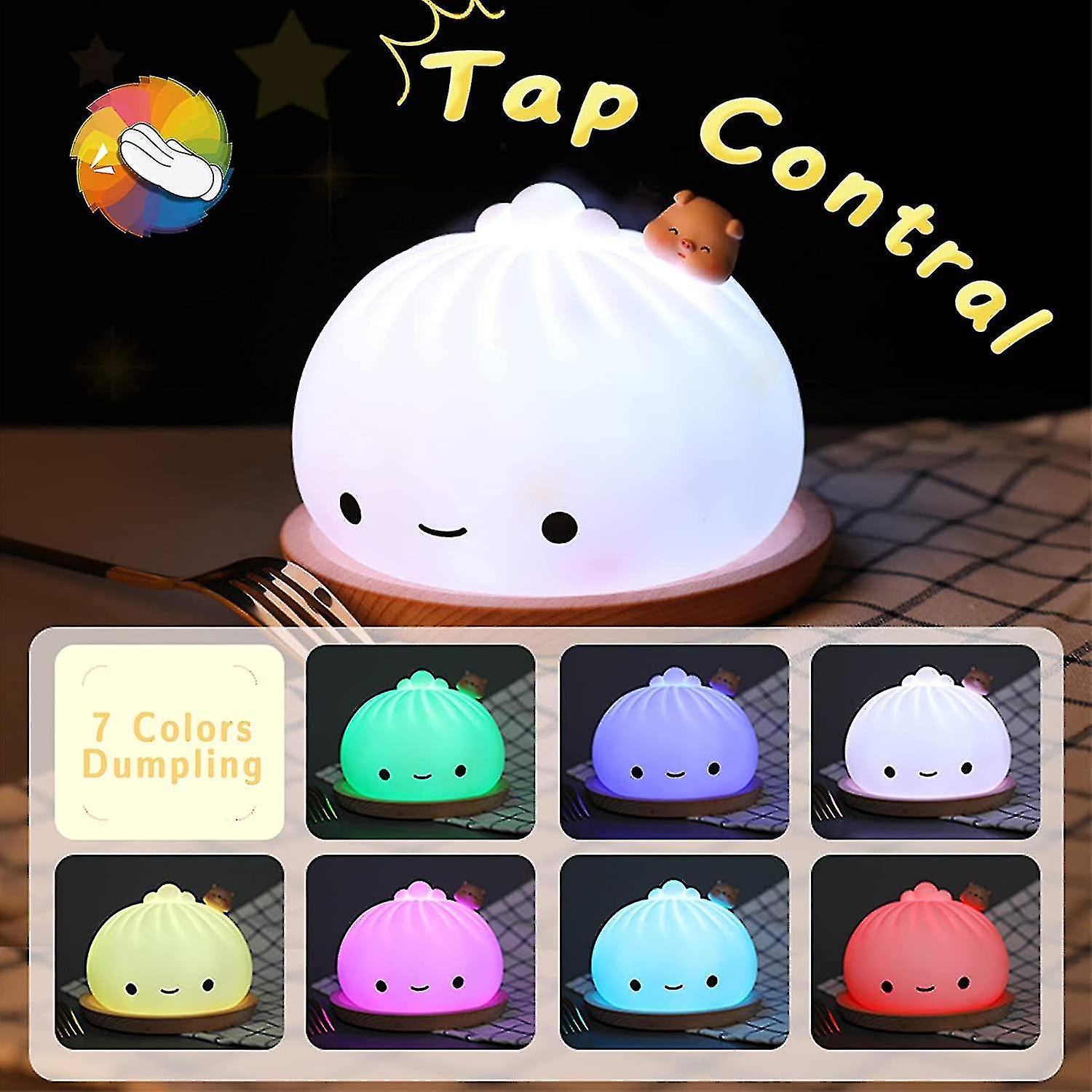 Dumpling Night Light For Kids， Cute Light Color Changing Silicone Night Light Usb Charge， Squishy La