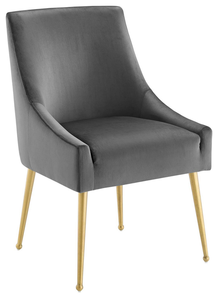 Discern Upholstered Performance Velvet Dining Chair Set of 2 EEI 4148 GRN   Midcentury   Dining Chairs   by Kolibri Decor  Houzz